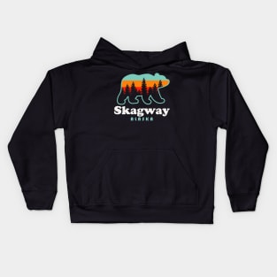 Skagway Alaska Travel Retro Bear Mountains Kids Hoodie